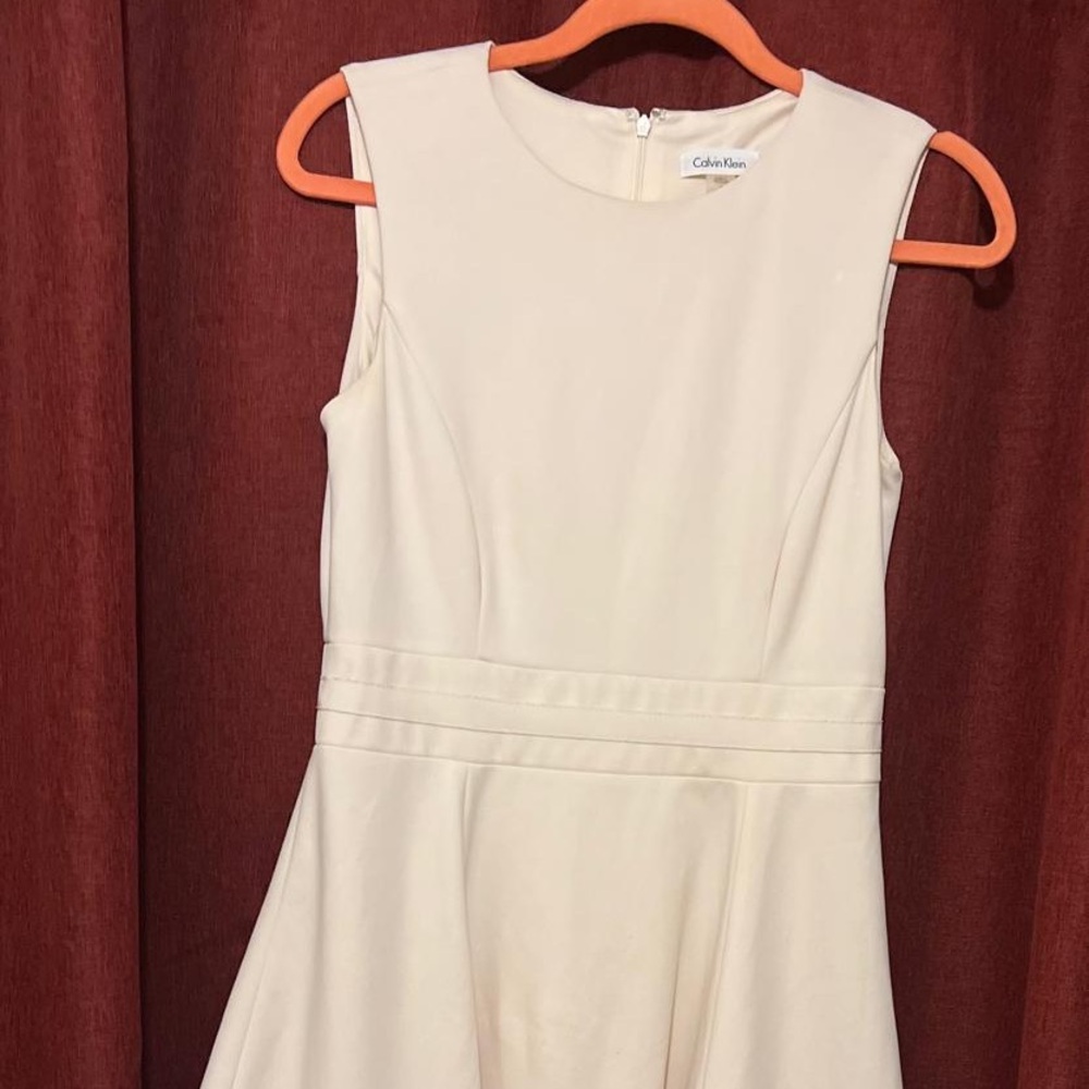 Calvin Klein Cream Sleeveless Fit & Flare Dress